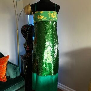 For Sale: Green Sequin Floral Dress - $50
